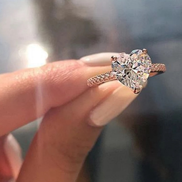 Beautiful Heart Cubic Zirconia Silver Ring - Picture 3 of 5